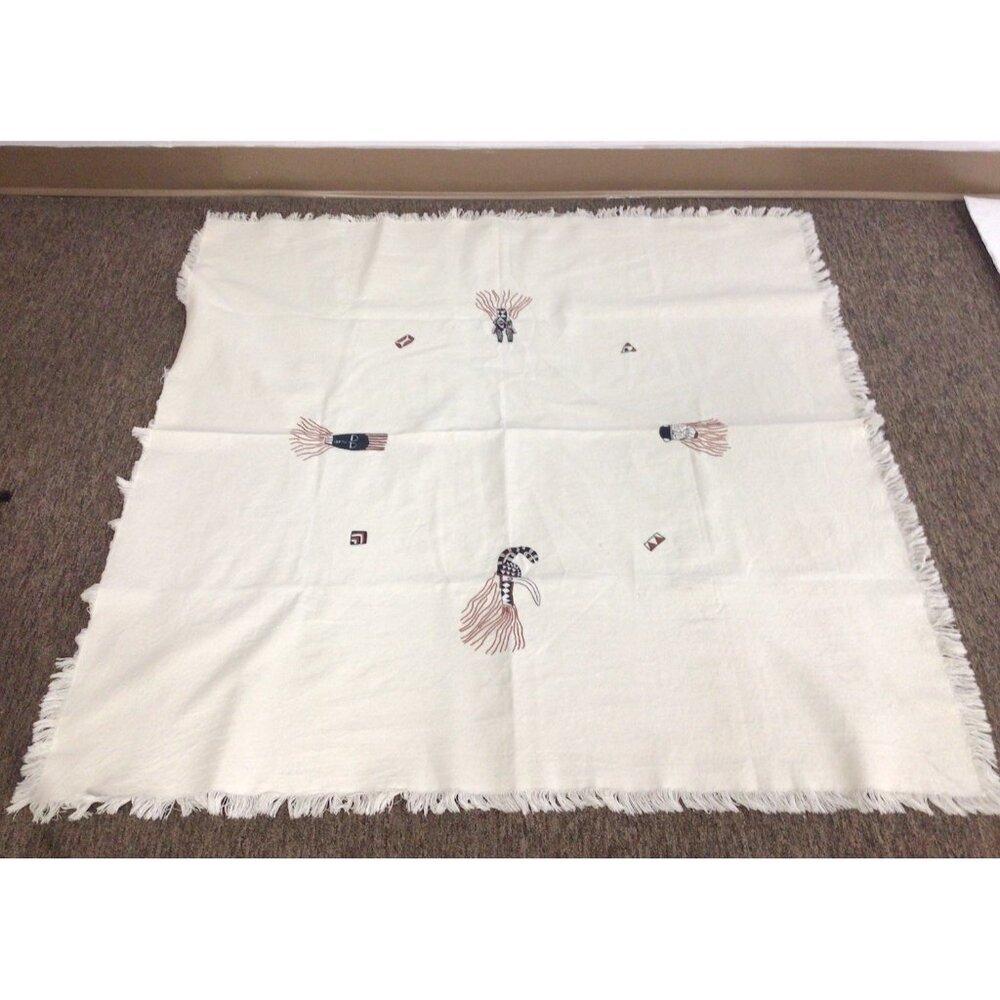 Tribal South American Tablecloth Embroidered Native Natural Fibers